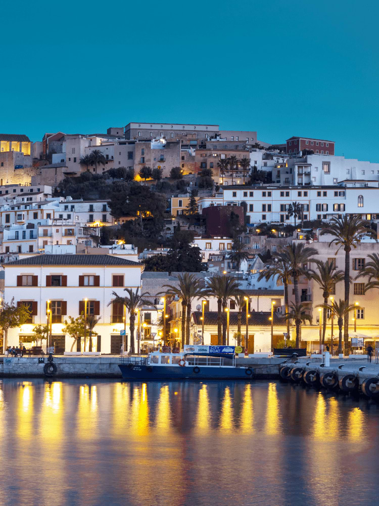 Ibiza Spain Sunset over Cap Negret Dalt Vila by Night