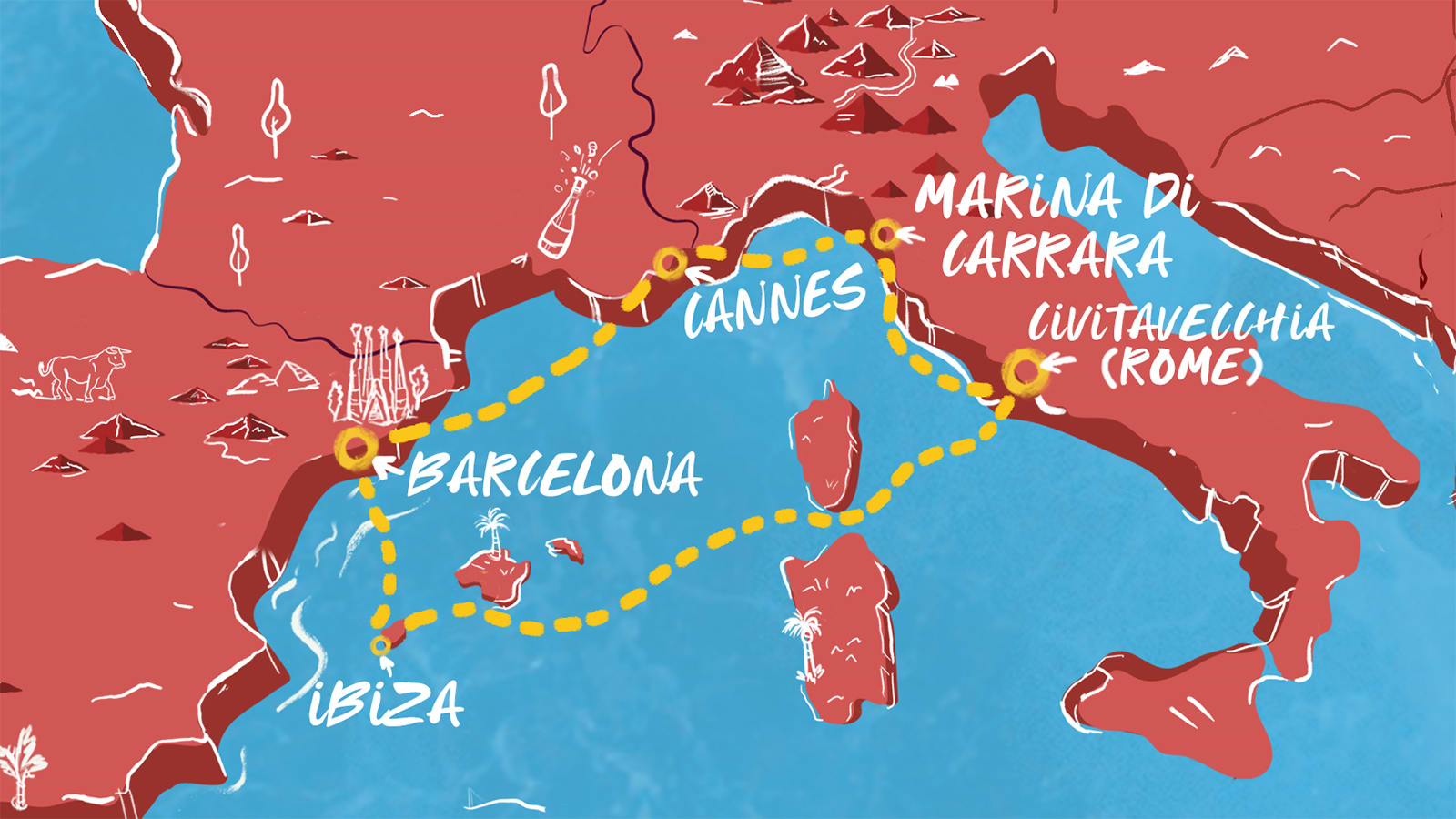 Map of Barcelona to Cannes, Rome & More Itinerary