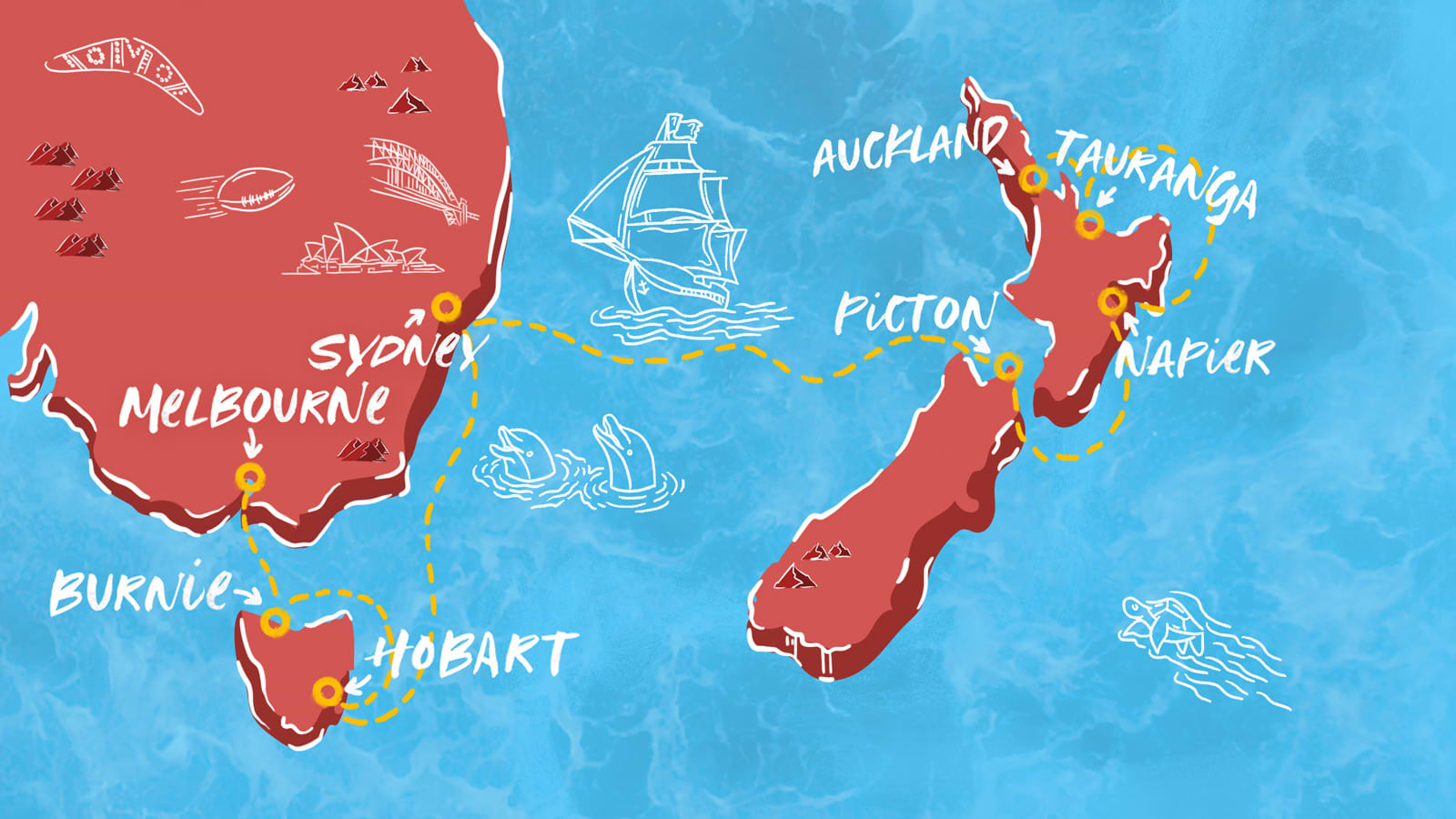 Map of Resilient Pacific New Year’s Ahoy Itinerary