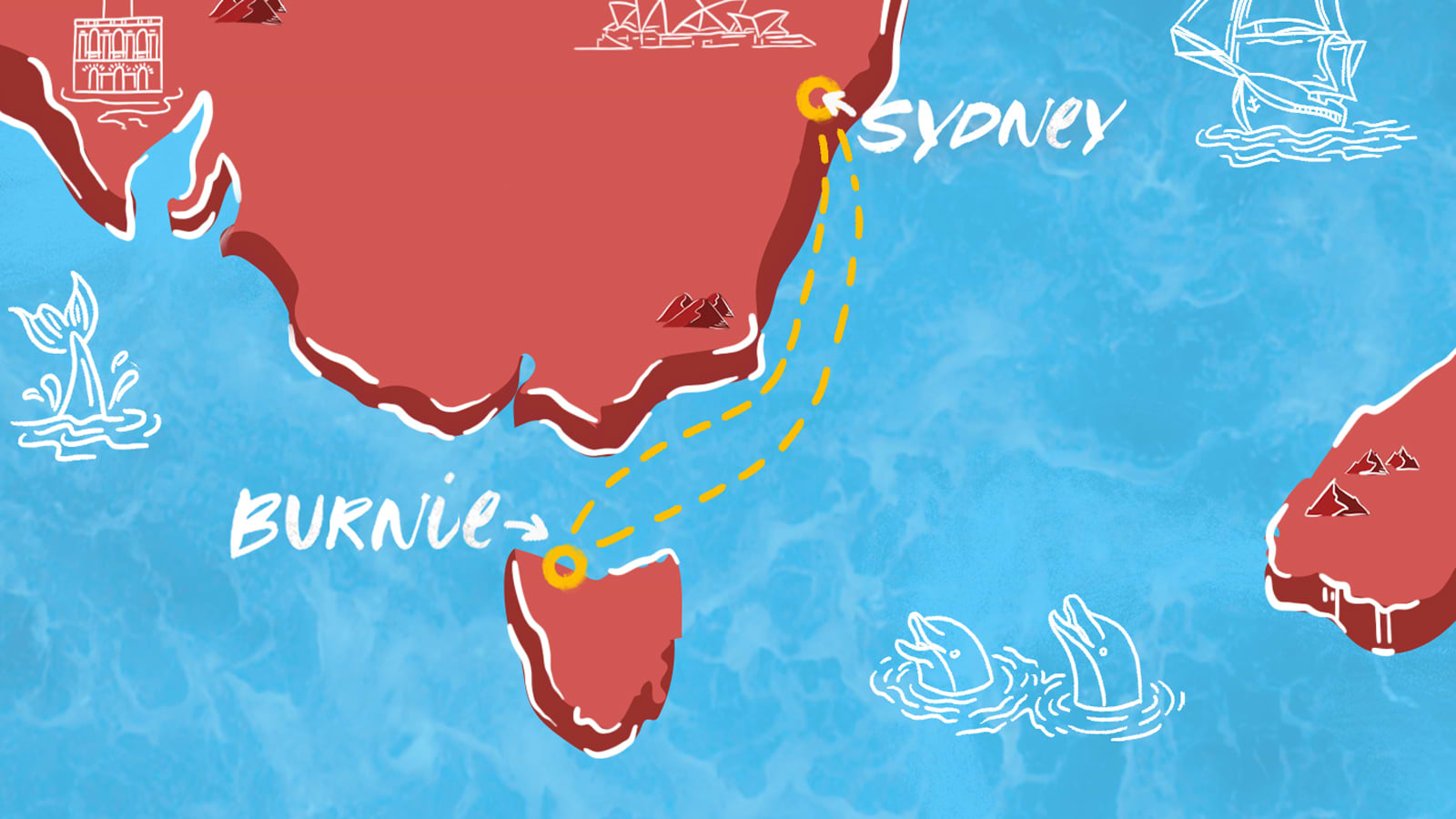 Map of Sydney to Burnie Itinerary