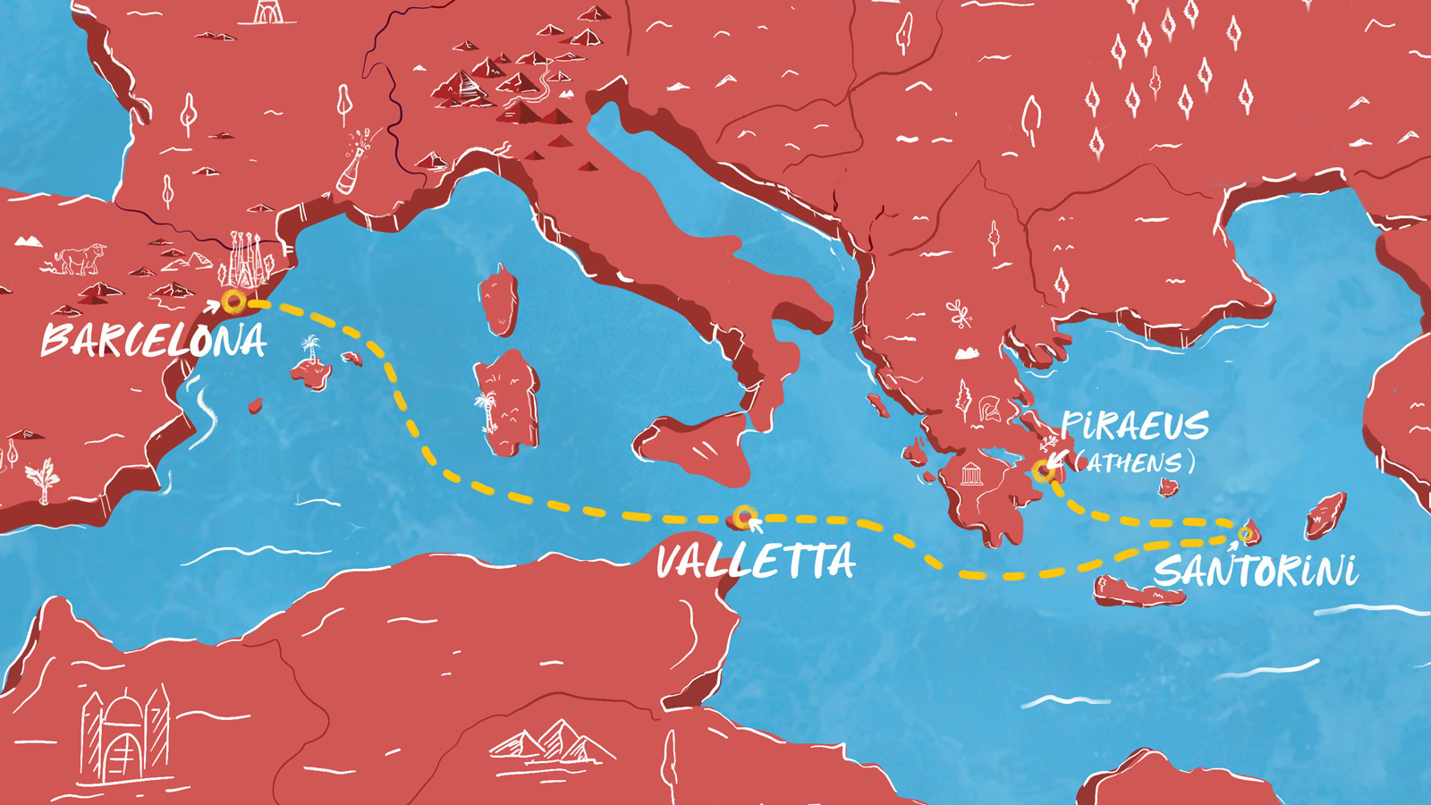 Barcelona to Malta & Greece Itinerary