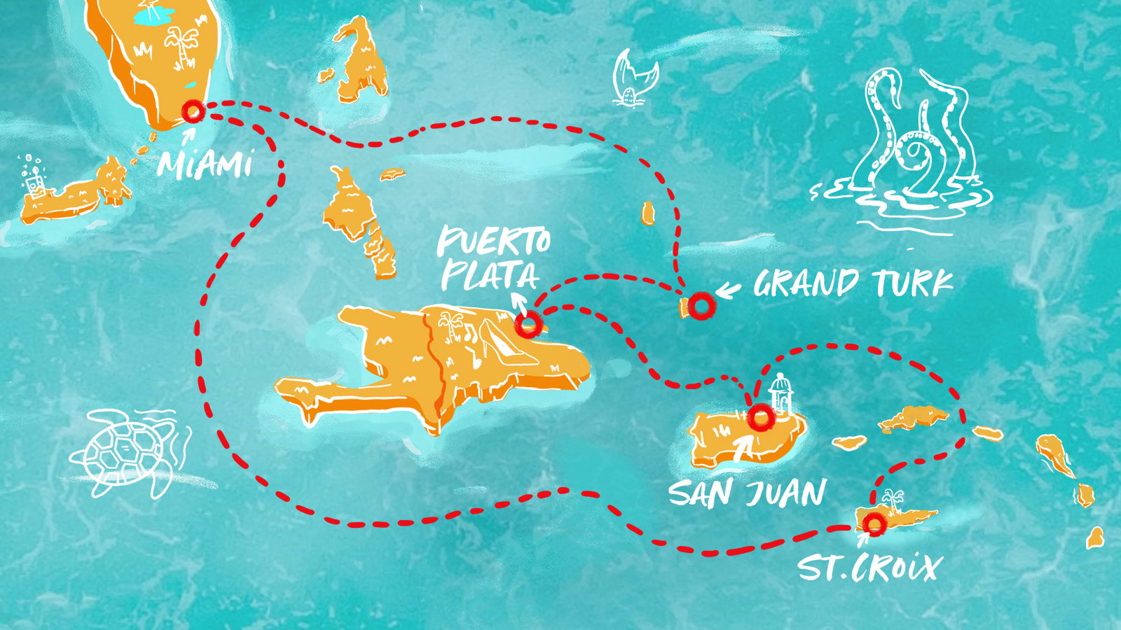 Map of Grand Turk Tranquility & St. Croix Charm itinerary