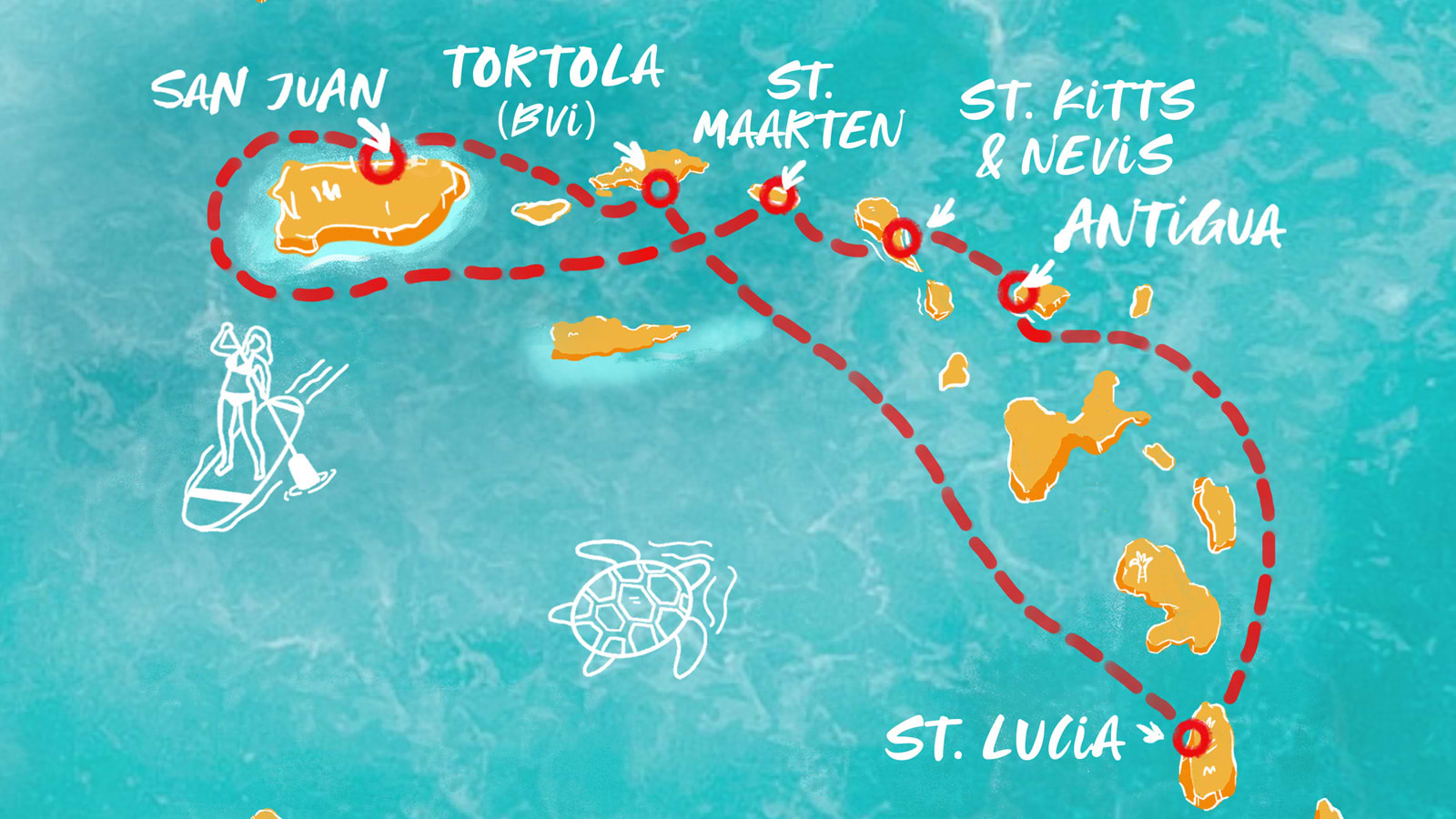 Map of Valiant Caribbean Holidays itinerary
