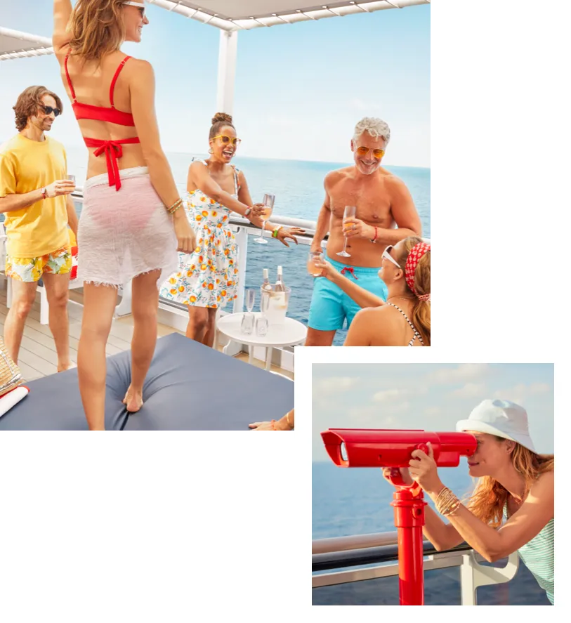 collage image of sailors enjoying the ship