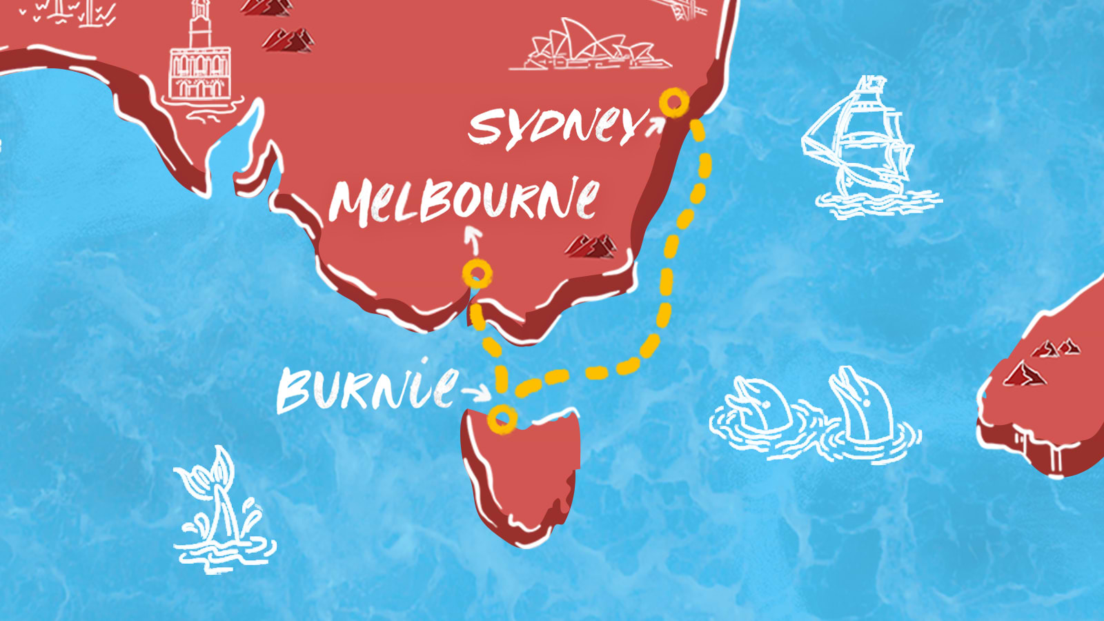 Map From Sydney to Melbourne itinerary