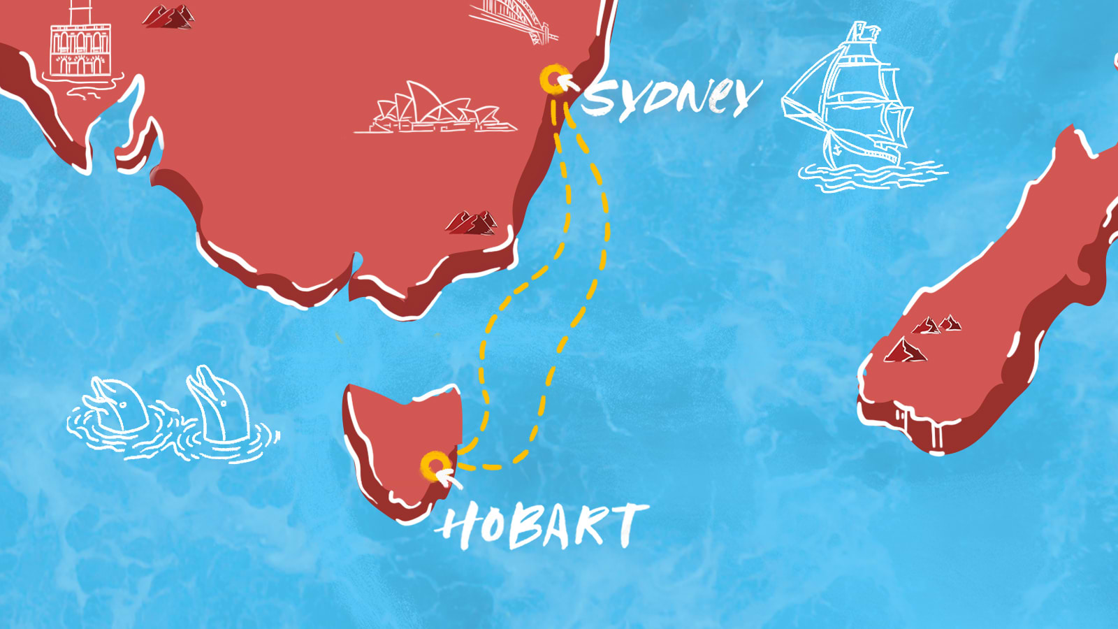 Map of Sydney to Hobart Itinerary