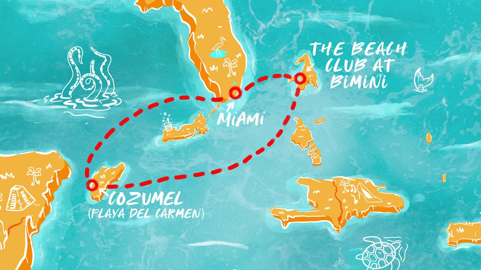 Map of Riviera Maya Itinerary