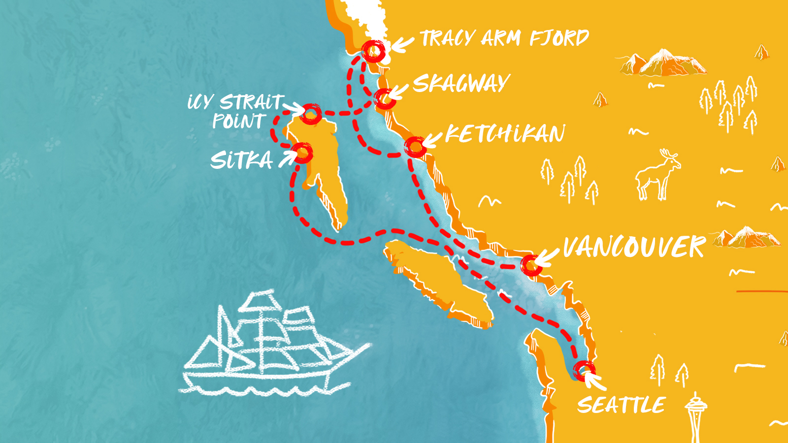 Map of Sitka, Hubbard Glacier, Ketchikan & More itinerary