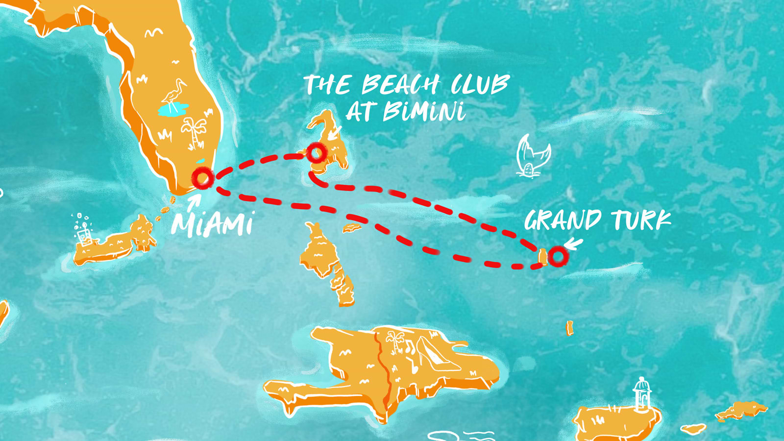 Map of Miami, Grand Turk (& back) Itinerary