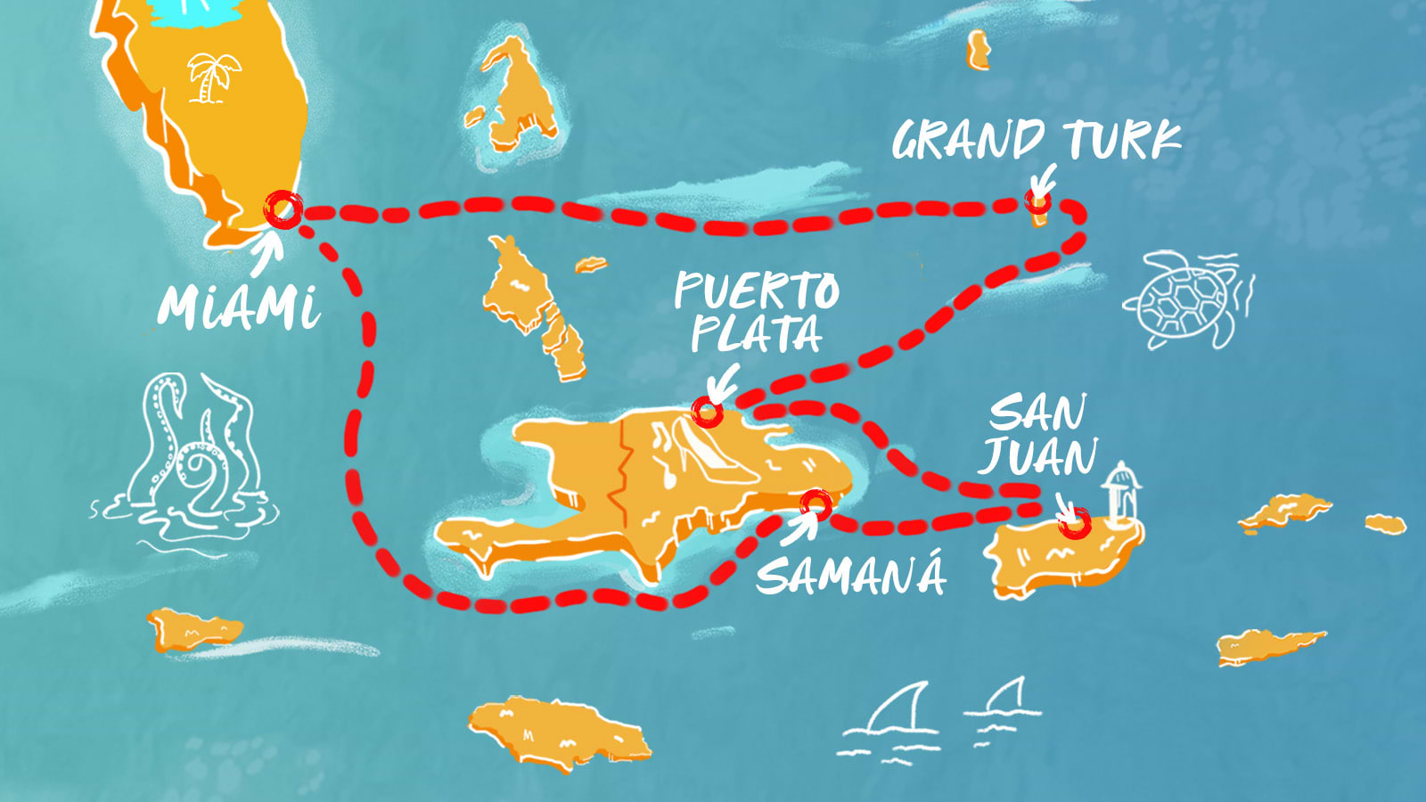 Map of Brilliant Caribbean Holidays itinerary