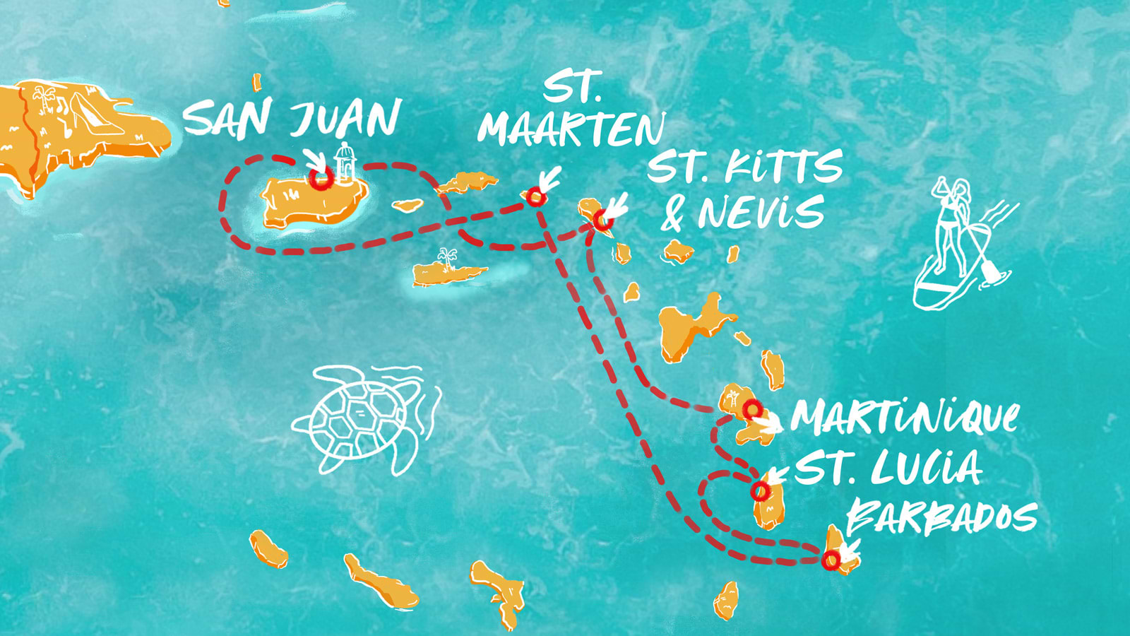Map of Sunny Miles of Tropical Isles itinerary