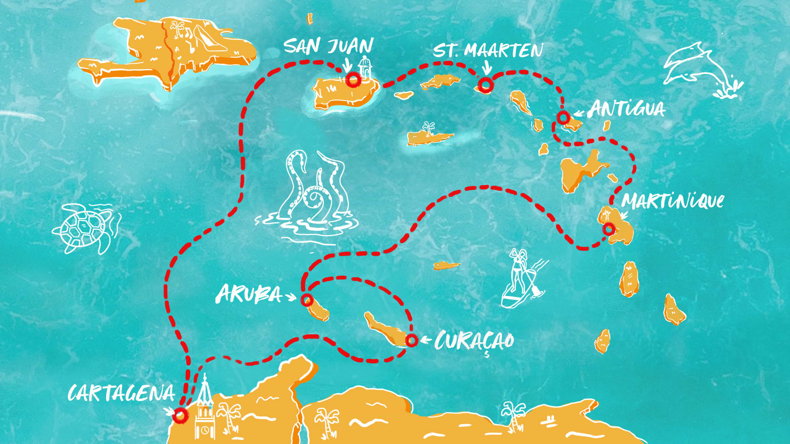 Map of Cartagena & Caribbean Faves itinerary