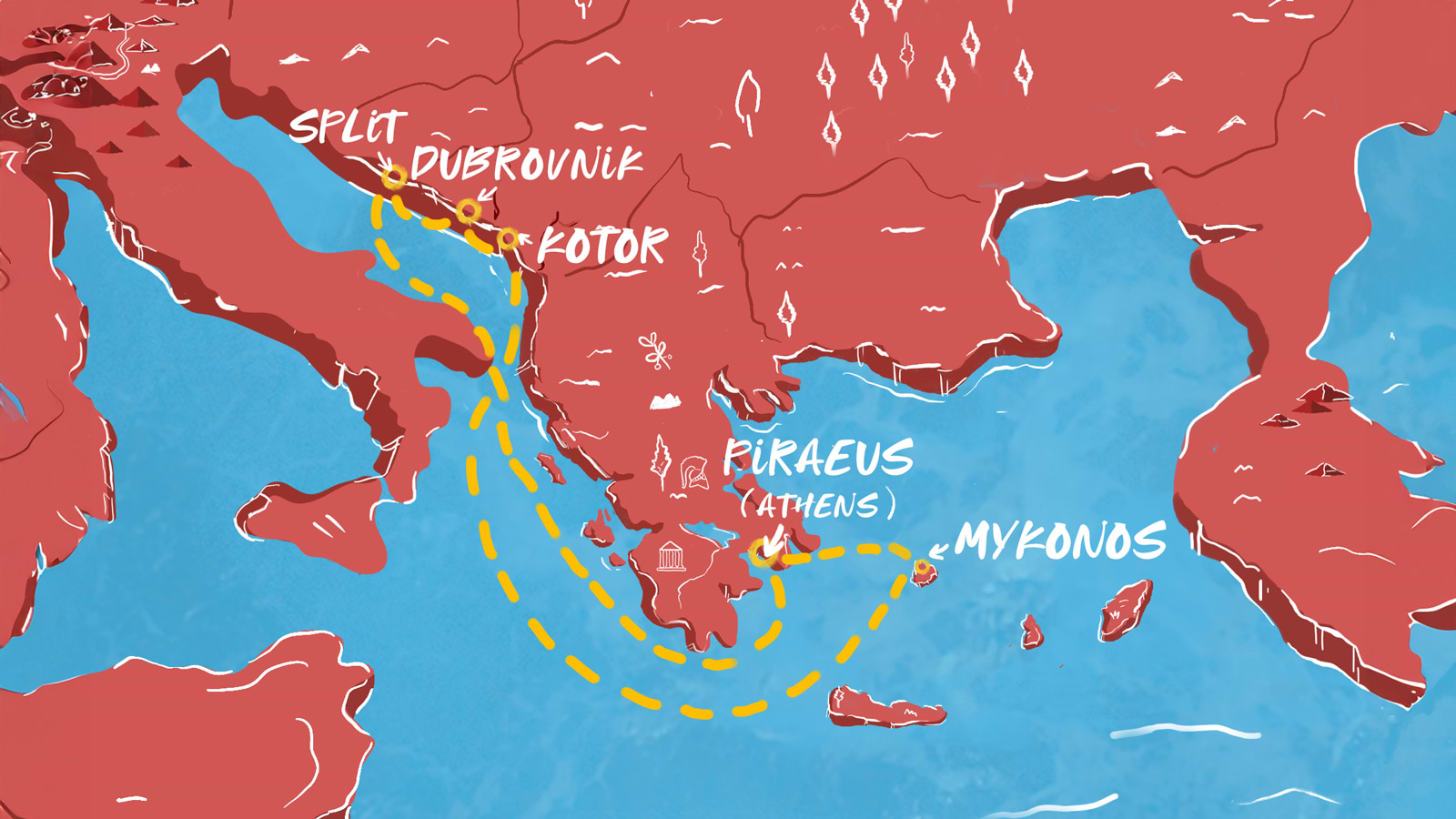 Map of Dubrovnik Days & Mykonos Nights Itinerary