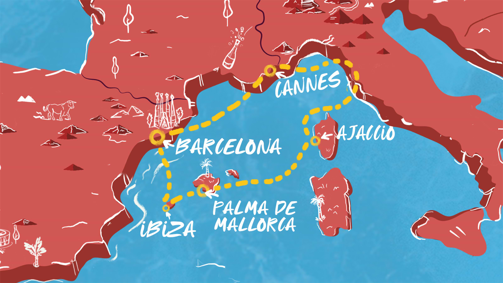 Map of Barcelona to Palma, Ibiza & More Itinerary