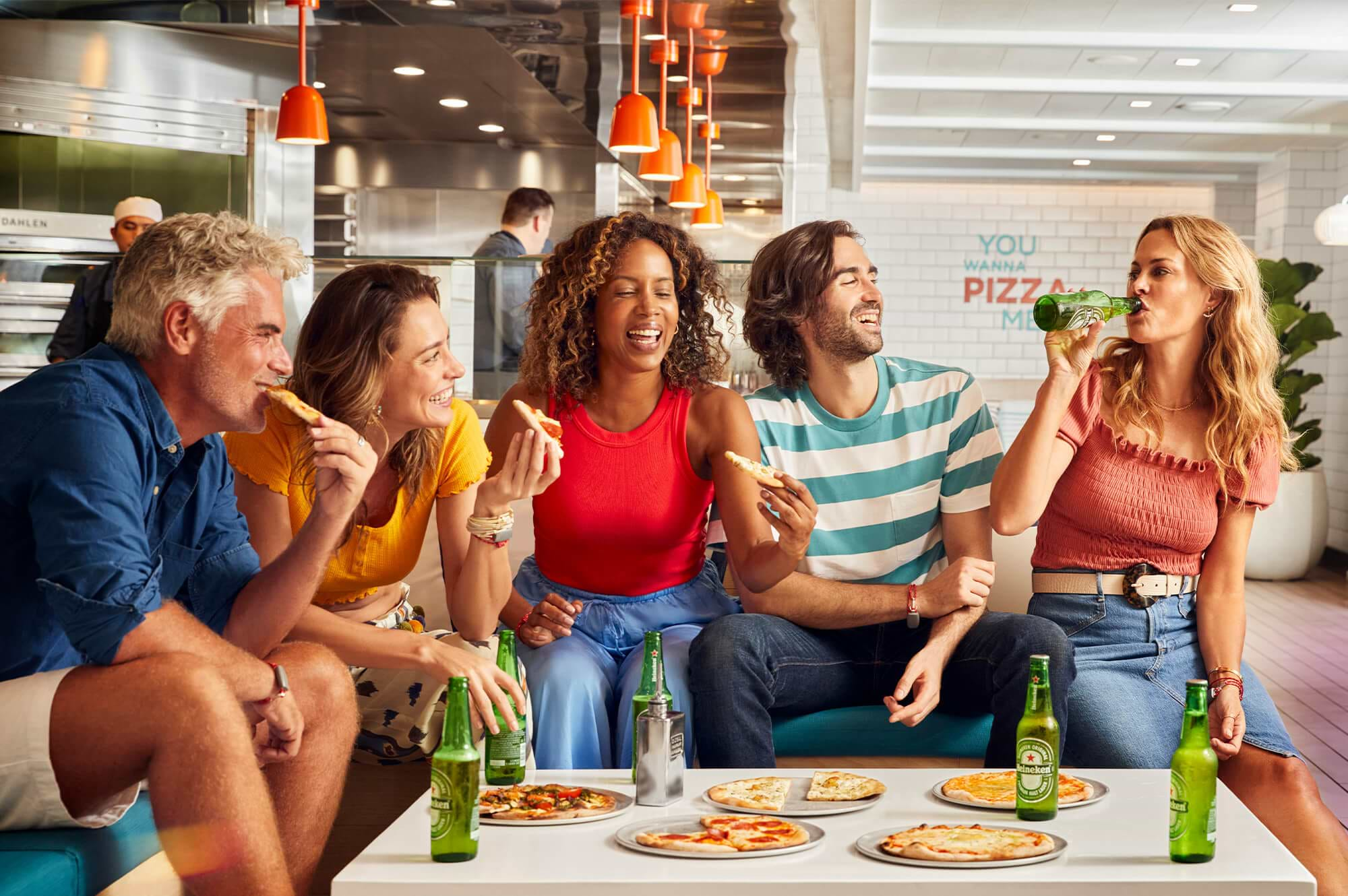 people eating pizza