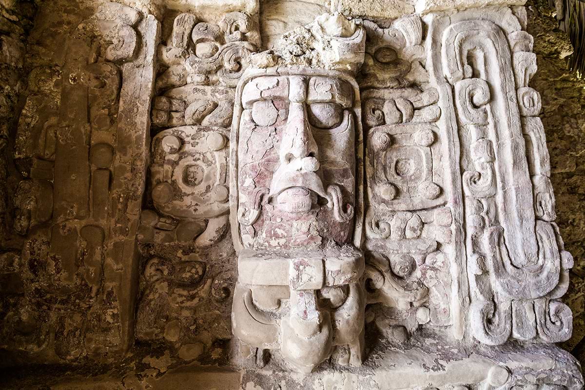 Mayan idol carved in rock
