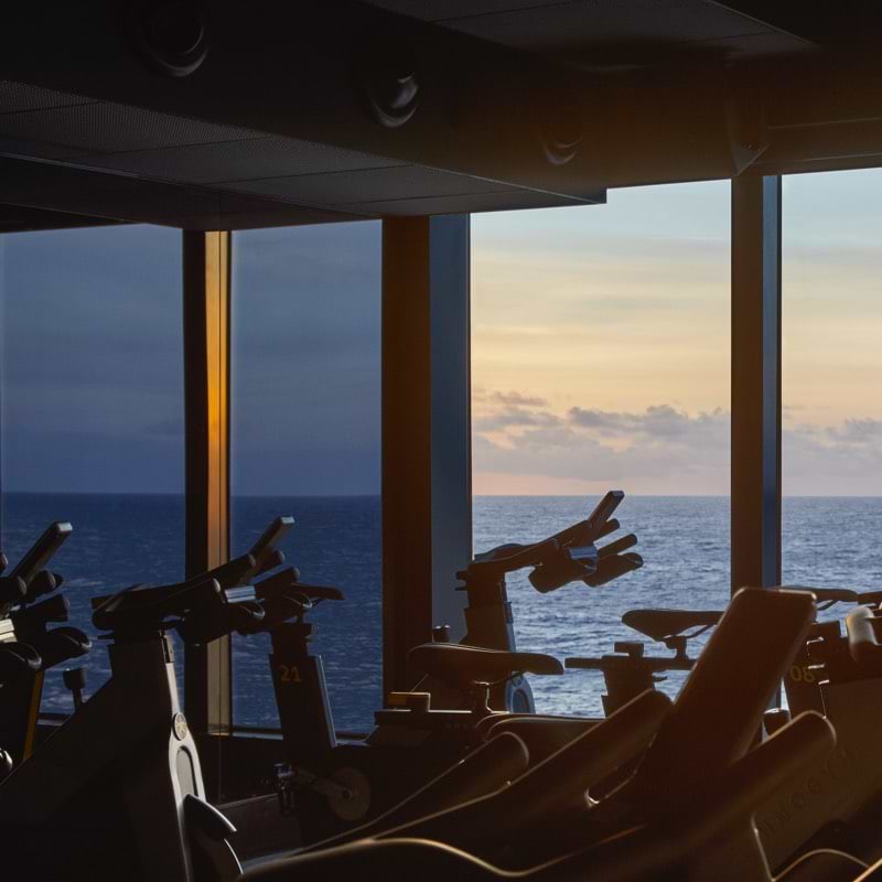 Spinning bikes with ocean view