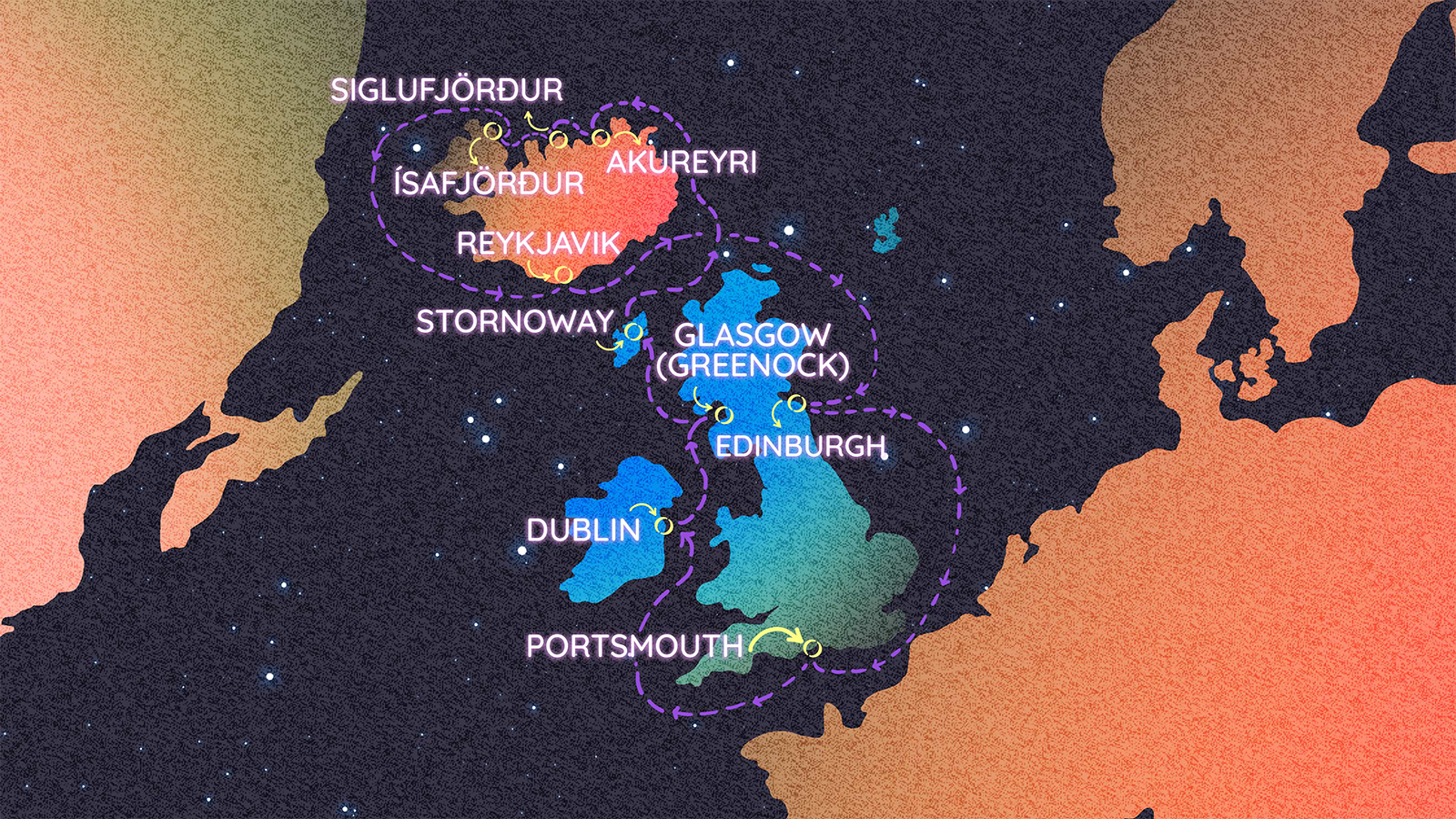 Map of Eclipse in the Land of Fire and Ice itinerary