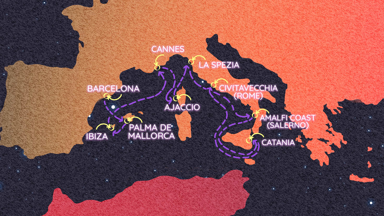 Map of Total Eclipse of the (Med) itinerary