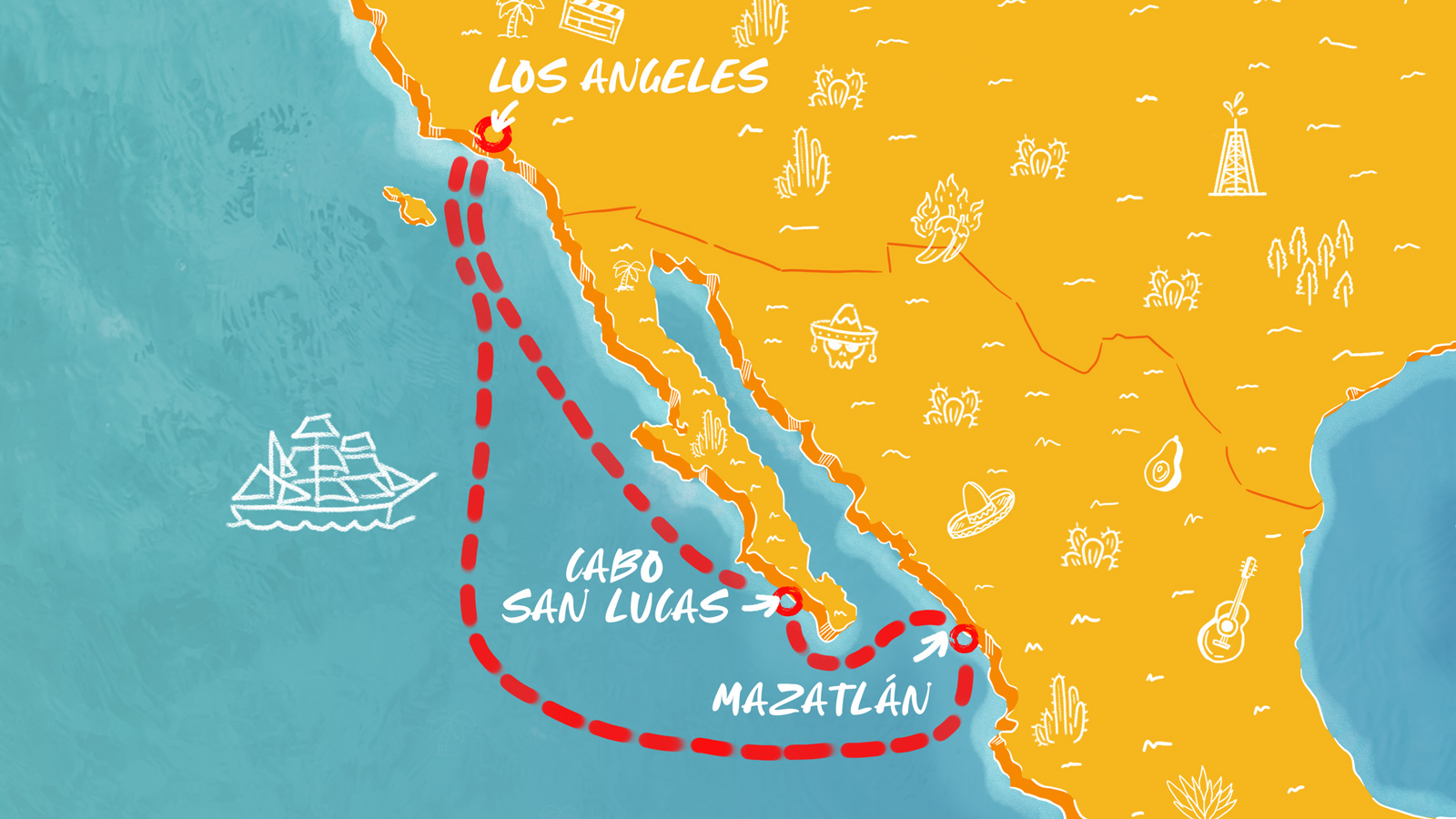 Map of California (and Mexico) Dreamin' itinerary