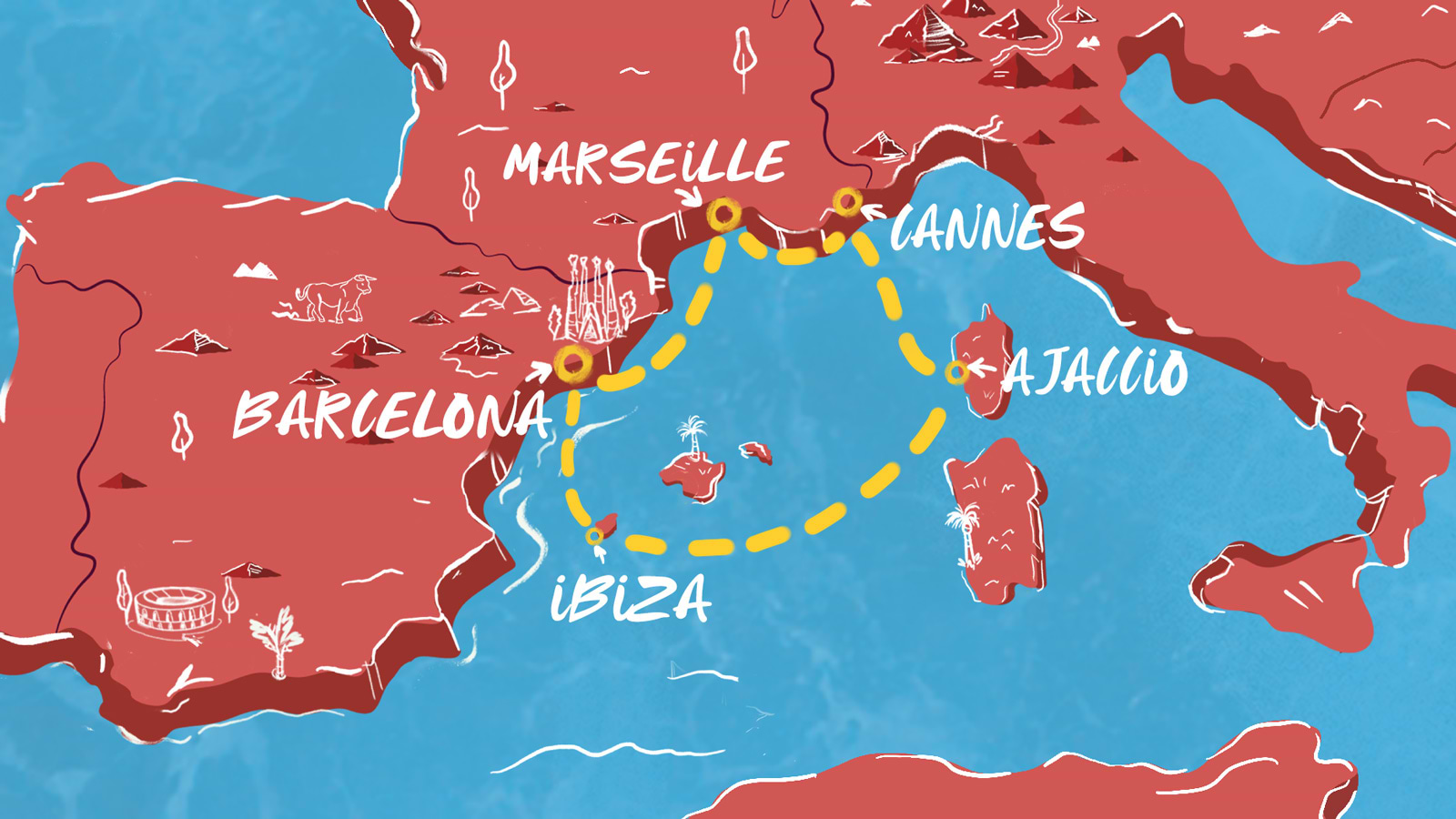 Map of French Daze & Ibiza Nights Itinerary