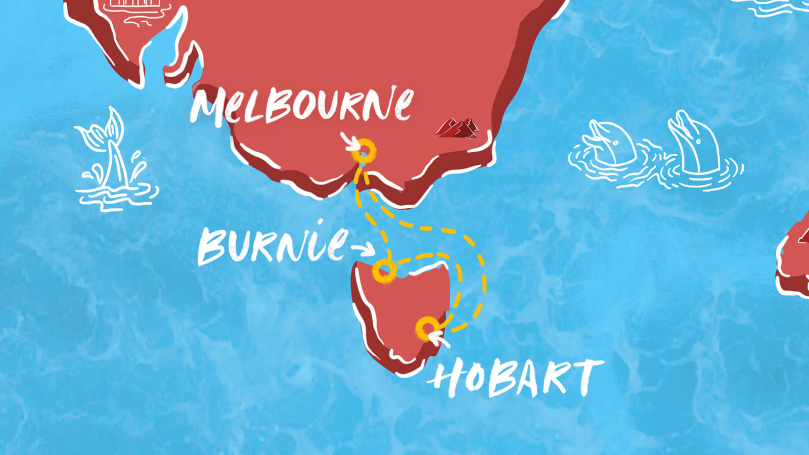 Map of Melbourne to Burnie Itinerary