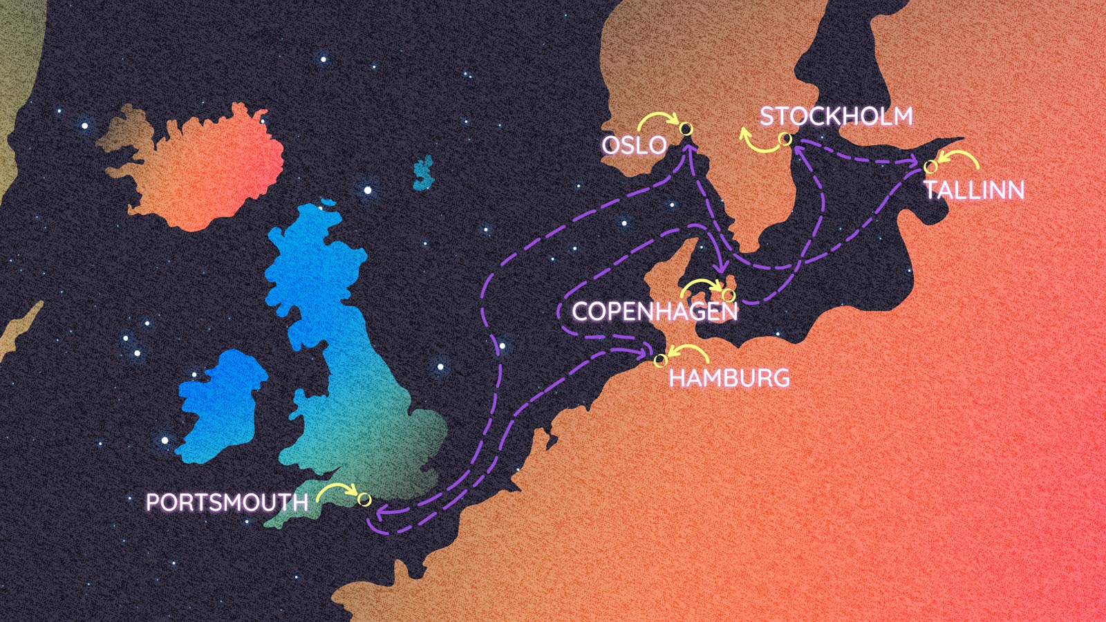 Map of Baltic Wonders to Nordic Nights itinerary