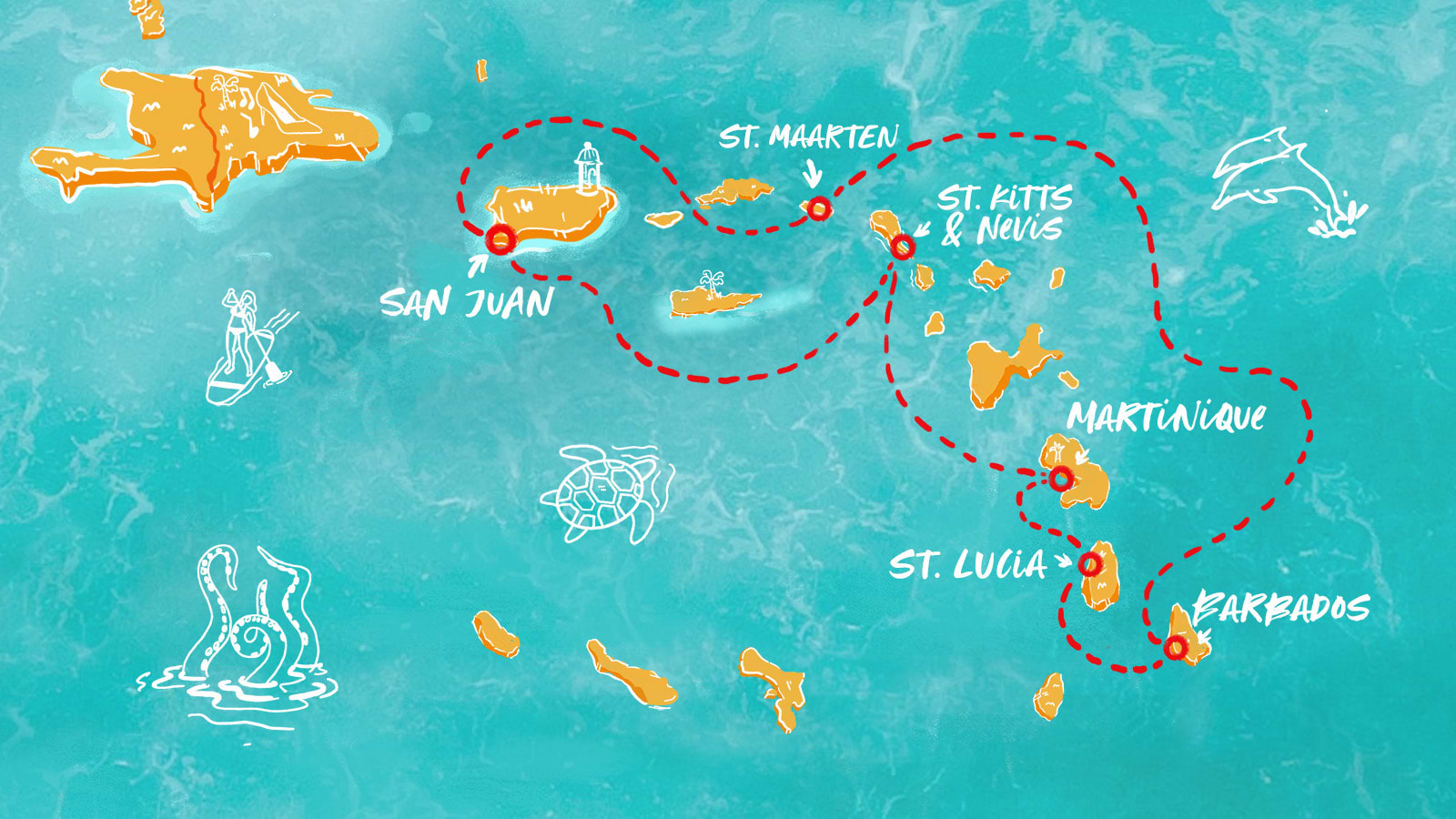 Map of Resilient Caribbean Holidays itinerary