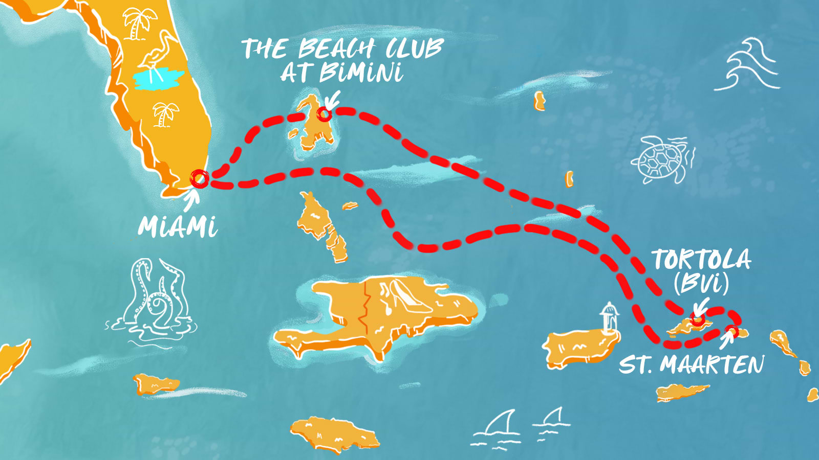 Map of Brilliant Lady Miami MerMaiden itinerary