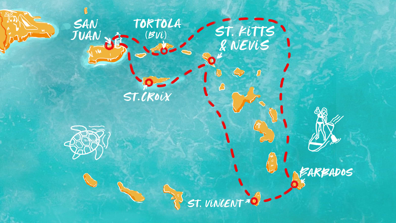Map of Virgin Island Views & Saint Isle Blues itinerary