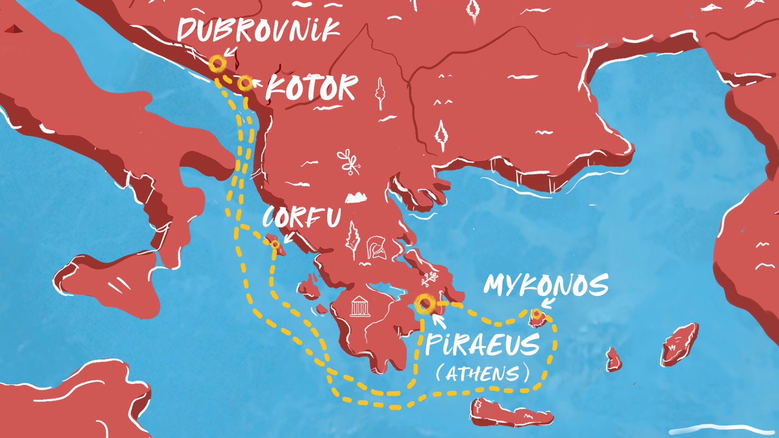 Map of Corfu, Dubrovnik & More Itinerary