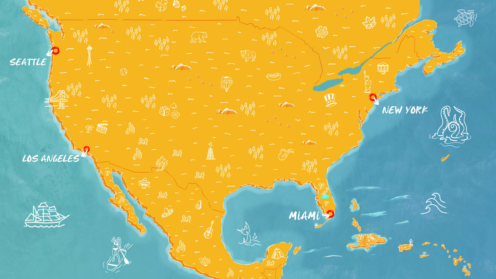 North America Main Ports Map