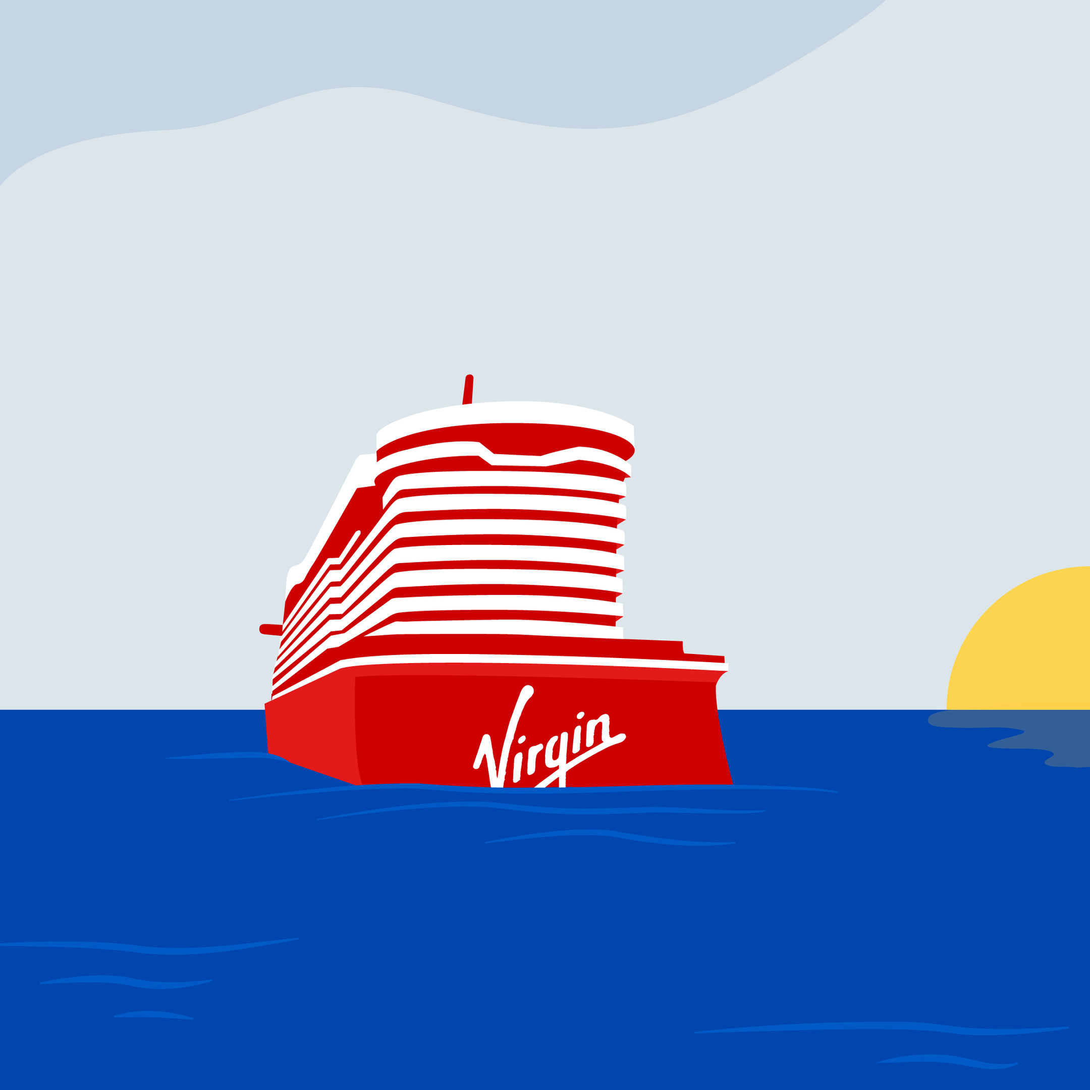 illustration of a virgin cruise ship
