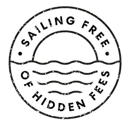 Sailing free of hidden fees stamp