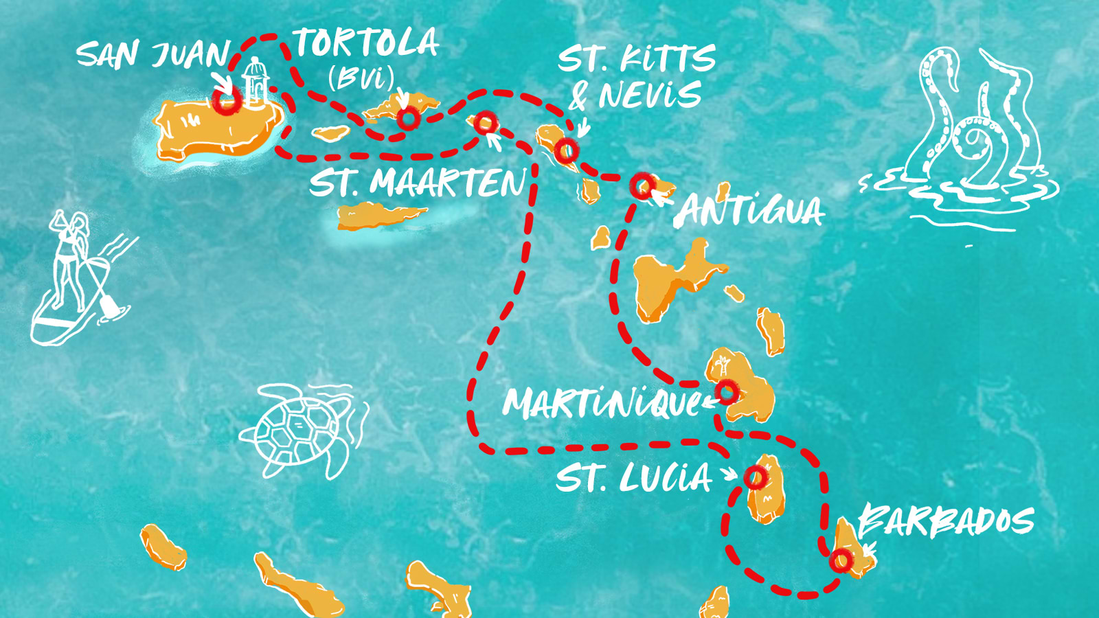 Map of Sun-Soaked Seas & Saint Isles itinerary