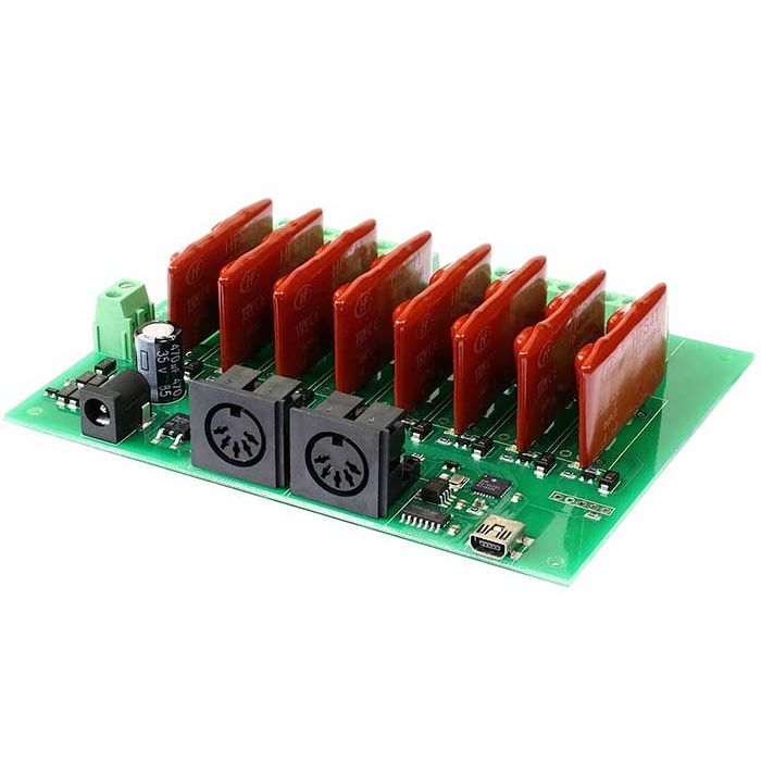 MIDI-RLY08-0 relay, 8 dimmer