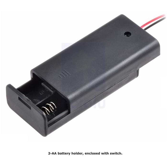 2-AA Battery Holder, Enclosed with Switch