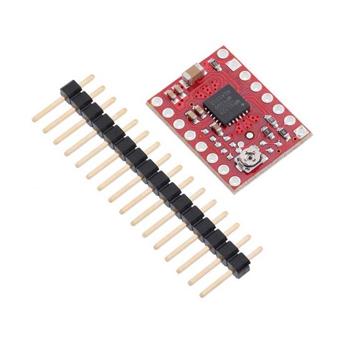MP6500 Stepper Motor Driver Carrier, Potentiometer Current Control with included header pins.