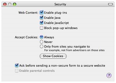 Safari Mac OS X Javascript