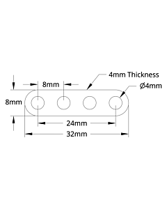 1102 Series Flat Beams-32mm (4 Hole, 2 Pack)