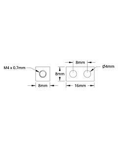 1106 Series Square Beam (2 Hole, 16mm Length)