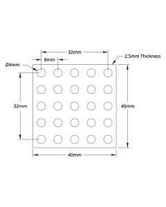 1116 Series Aluminum Grid Plates (5 x 5 Hole, 40 x 40mm)
