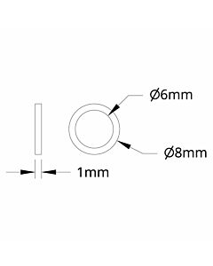 1500 Series Plastic Spacer (6mm ID x 8mm OD, 1mm Thickness) - 12 Pack