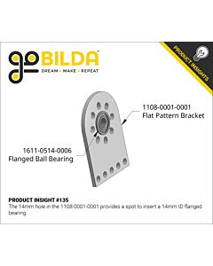 1611 Series Flanged Ball Bearing (6mm ID x 14mm OD, 5mm Thickness) - 2 Pack