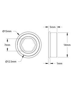 1611 Series Flanged Ball Bearing (8mm REX ID x 14mm OD, 5mm Thickness) - 2 Pack
