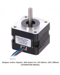 Stepper Motor: Bipolar, 200 Steps/Rev, 35×28mm, 10V, 0.5 A/Phase