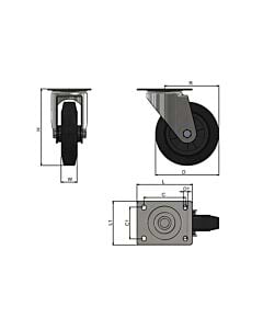 Top Plate Fitting Fixed Castors