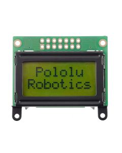 8×2 parallel character LCD – black bezel with example text on display.
