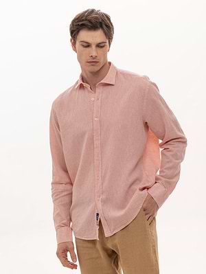 BGS shirt linen חולצת פשתן צבע פודרה ורוד עדין