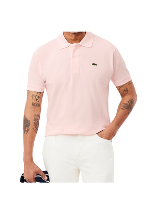 LACOSTE polo short sleeve פולו לקוסט בצבע ורוד T03 עם התנין האייקוני (REGULAR FIT)